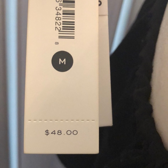 AQUA Black sateen symmetrical ruffle blouse Medium - Picture 7 of 8